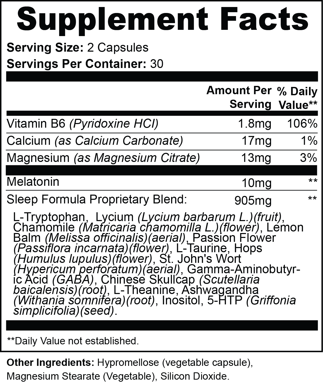 Hollowmoon Supplement Facts