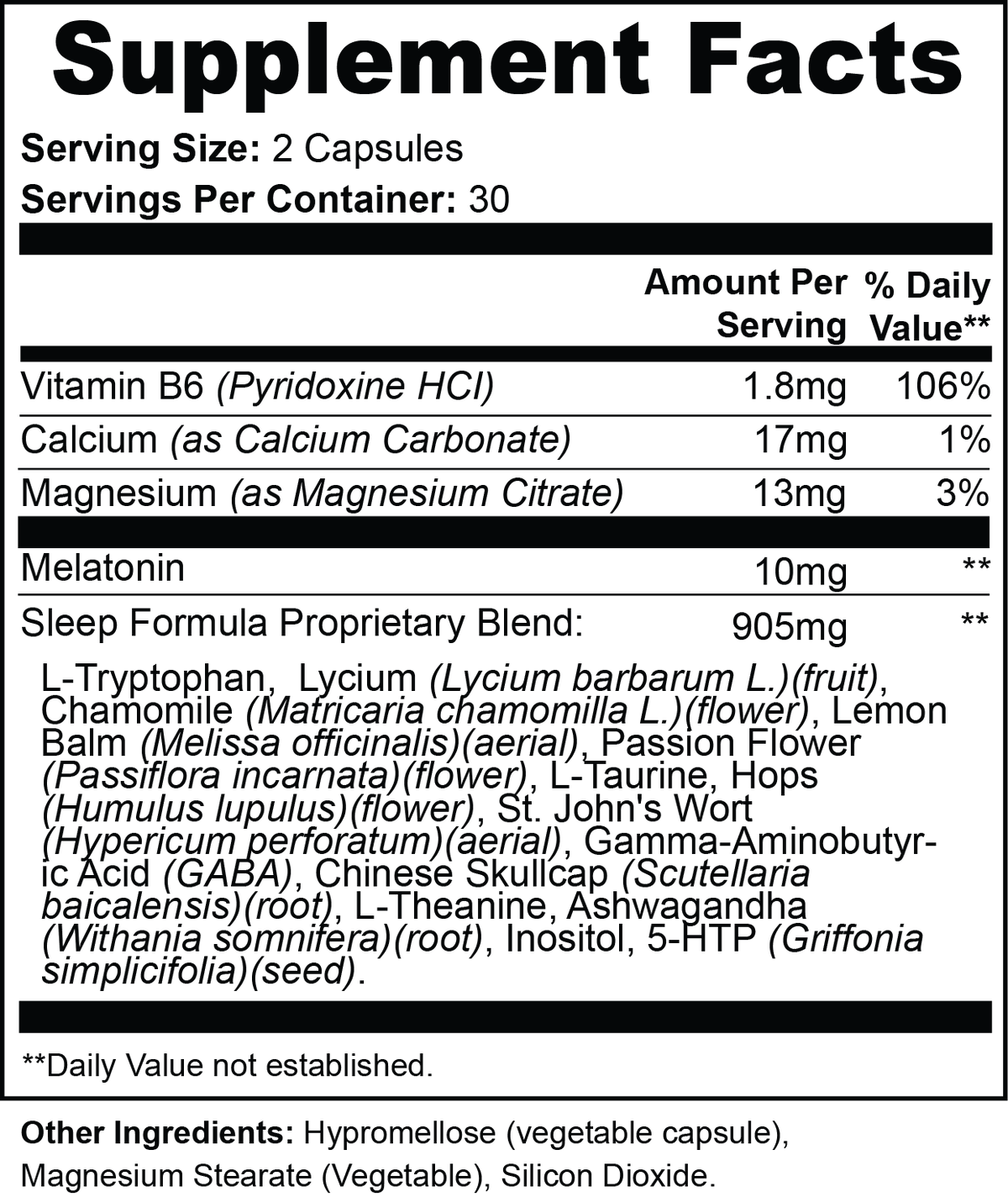 Hollowmoon Supplement Facts